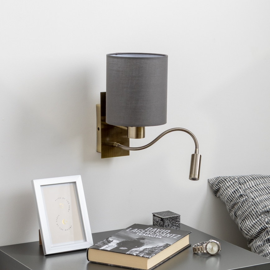 Brilagi - LED Pielāgojama sienas lampa NUBILA 1xE27/25W/230V + LED/3W misiņš/antracīta