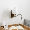 Brilagi - LED Pielāgojama sienas lampa NUBILA 1xE27/25W/230V + LED/3W misiņš/balta