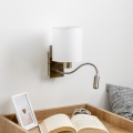 Brilagi - LED Pielāgojama sienas lampa NUBILA 1xE27/25W/230V + LED/3W misiņš/balta