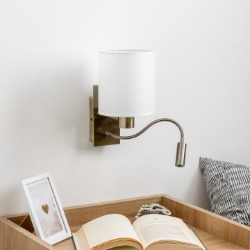 Brilagi - LED Pielāgojama sienas lampa NUBILA 1xE27/25W/230V + LED/3W misiņš/balta