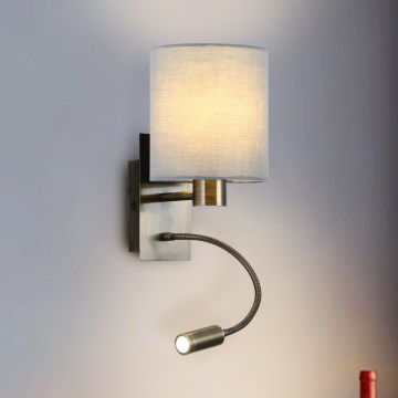 Brilagi - LED Pielāgojama sienas lampa NUBILA 1xE27/25W/230V + LED/3W misiņš/krēmkrāsa