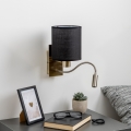 Brilagi - LED Pielāgojama sienas lampa NUBILA 1xE27/25W/230V + LED/3W misiņš/melna