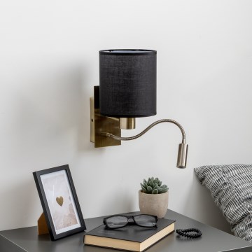 Brilagi - LED Pielāgojama sienas lampa NUBILA 1xE27/25W/230V + LED/3W misiņš/melna
