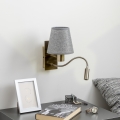 Brilagi - LED Pielāgojama sienas lampa NUBILA 1xE27/25W/230V + LED/3W misiņš/pelēka