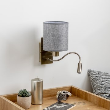 Brilagi - LED Pielāgojama sienas lampa NUBILA 1xE27/25W/230V + LED/3W misiņš/pelēka