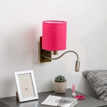 Brilagi - LED Pielāgojama sienas lampa NUBILA 1xE27/25W/230V + LED/3W misiņš/rozā