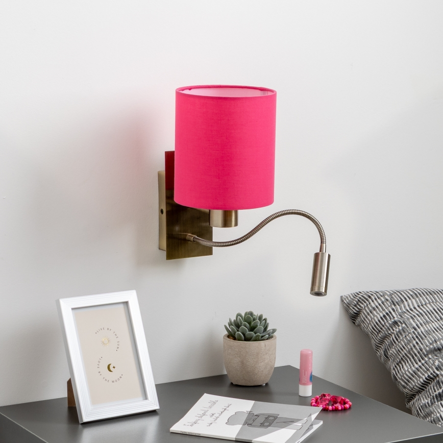Brilagi - LED Pielāgojama sienas lampa NUBILA 1xE27/25W/230V + LED/3W misiņš/rozā
