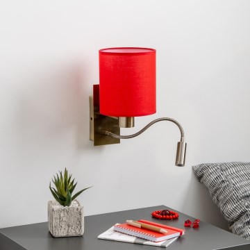 Brilagi - LED Pielāgojama sienas lampa NUBILA 1xE27/25W/230V + LED/3W misiņš/sarkana
