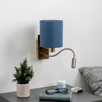 Brilagi - LED Pielāgojama sienas lampa NUBILA 1xE27/25W/230V+ LED/3W misiņš/tumši zila