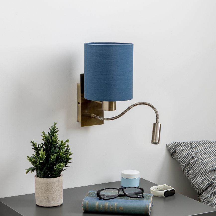 Brilagi - LED Pielāgojama sienas lampa NUBILA 1xE27/25W/230V+ LED/3W misiņš/tumši zila