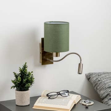 Brilagi - LED Pielāgojama sienas lampa NUBILA 1xE27/25W/230V + LED/3W misiņš/zaļa