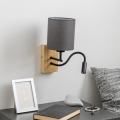 Brilagi - LED Pielāgojama sienas lampa NUBILA WOOD 1xE27/25W/230V + LED/3W ozols/antracīta