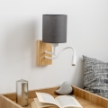 Brilagi - LED Pielāgojama sienas lampa NUBILA WOOD 1xE27/25W/230V + LED/3W ozols/antracīta