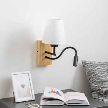 Brilagi - LED Pielāgojama sienas lampa NUBILA WOOD 1xE27/25W/230V + LED/3W ozols/balta