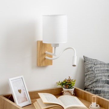 Brilagi - LED Pielāgojama sienas lampa NUBILA WOOD 1xE27/25W/230V + LED/3W ozols/balta