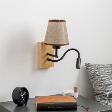 Brilagi - LED Pielāgojama sienas lampa NUBILA WOOD 1xE27/25W/230V + LED/3W ozols/brūna