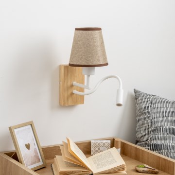 Brilagi - LED Pielāgojama sienas lampa NUBILA WOOD 1xE27/25W/230V + LED/3W ozols/brūna