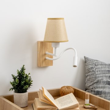 Brilagi - LED Pielāgojama sienas lampa NUBILA WOOD 1xE27/25W/230V + LED/3W ozols/gaiši brūna