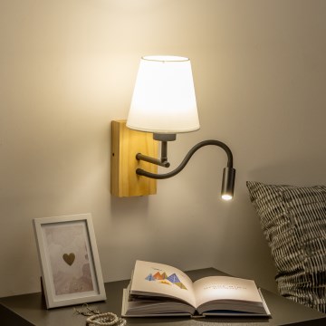 Brilagi - LED Pielāgojama sienas lampa NUBILA WOOD 1xE27/25W/230V + LED/3W ozols/krēmkrāsa