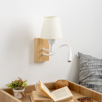 Brilagi - LED Pielāgojama sienas lampa NUBILA WOOD 1xE27/25W/230V + LED/3W ozols/krēmkrāsa