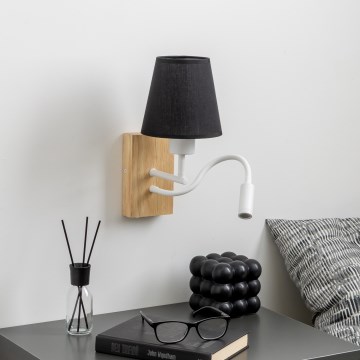 Brilagi - LED Pielāgojama sienas lampa NUBILA WOOD 1xE27/25W/230V + LED/3W ozols/melna
