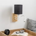 Brilagi - LED Pielāgojama sienas lampa NUBILA WOOD 1xE27/25W/230V + LED/3W ozols/melna