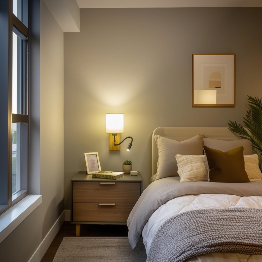 Brilagi - LED Pielāgojama sienas lampa NUBILA WOOD 1xE27/25W/230V + LED/3W ozols/melna/krēmkrāsa