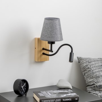 Brilagi - LED Pielāgojama sienas lampa NUBILA WOOD 1xE27/25W/230V + LED/3W ozols/pelēka