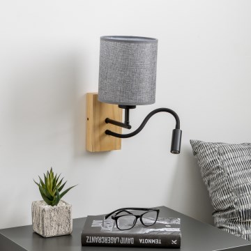 Brilagi - LED Pielāgojama sienas lampa NUBILA WOOD 1xE27/25W/230V + LED/3W ozols/pelēka