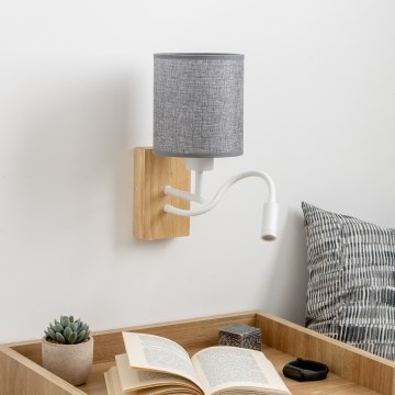 Brilagi - LED Pielāgojama sienas lampa NUBILA WOOD 1xE27/25W/230V + LED/3W ozols/pelēka