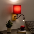 Brilagi - LED Pielāgojama sienas lampa NUBILA WOOD 1xE27/25W/230V + LED/3W ozols/Pompejas sarkana