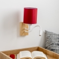 Brilagi - LED Pielāgojama sienas lampa NUBILA WOOD 1xE27/25W/230V + LED/3W ozols/Pompejas sarkana