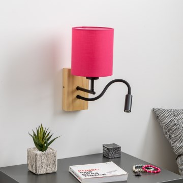 Brilagi - LED Pielāgojama sienas lampa NUBILA WOOD 1xE27/25W/230V + LED/3W ozols/rozā
