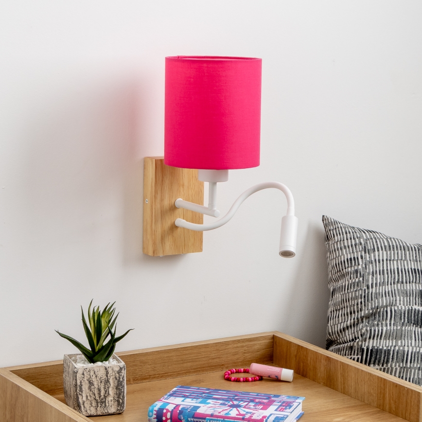 Brilagi - LED Pielāgojama sienas lampa NUBILA WOOD 1xE27/25W/230V + LED/3W ozols/rozā