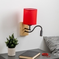 Brilagi - LED Pielāgojama sienas lampa NUBILA WOOD 1xE27/25W/230V + LED/3W ozols/sarkana