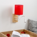 Brilagi - LED Pielāgojama sienas lampa NUBILA WOOD 1xE27/25W/230V + LED/3W ozols/sarkana