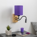 Brilagi - LED Pielāgojama sienas lampa NUBILA WOOD 1xE27/25W/230V + LED/3W ozols/violeta