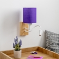 Brilagi - LED Pielāgojama sienas lampa NUBILA WOOD 1xE27/25W/230V + LED/3W ozols/violeta