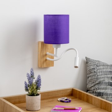 Brilagi - LED Pielāgojama sienas lampa NUBILA WOOD 1xE27/25W/230V + LED/3W ozols/violeta