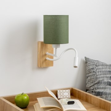 Brilagi - LED Pielāgojama sienas lampa NUBILA WOOD 1xE27/25W/230V + LED/3W ozols/zaļa