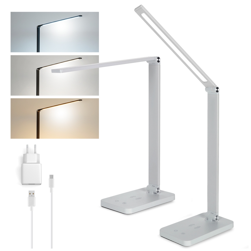 BRILAGI - LED aptumšojama skārienjūtīga galda lampa ar bezvadu QI uzlādi MODO CHARGE LED/7W/5V 3000/4000/6000K balta