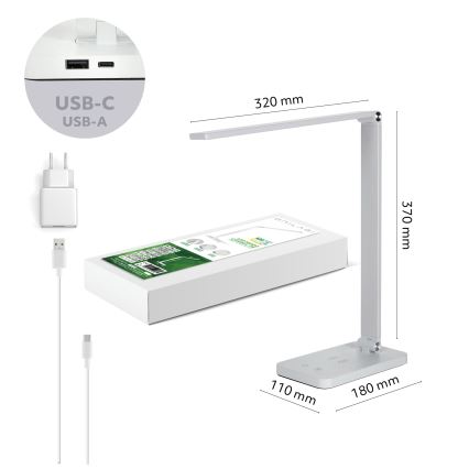 BRILAGI - LED aptumšojama skārienjūtīga galda lampa ar bezvadu QI uzlādi MODO CHARGE LED/7W/5V 3000/4000/6000K balta