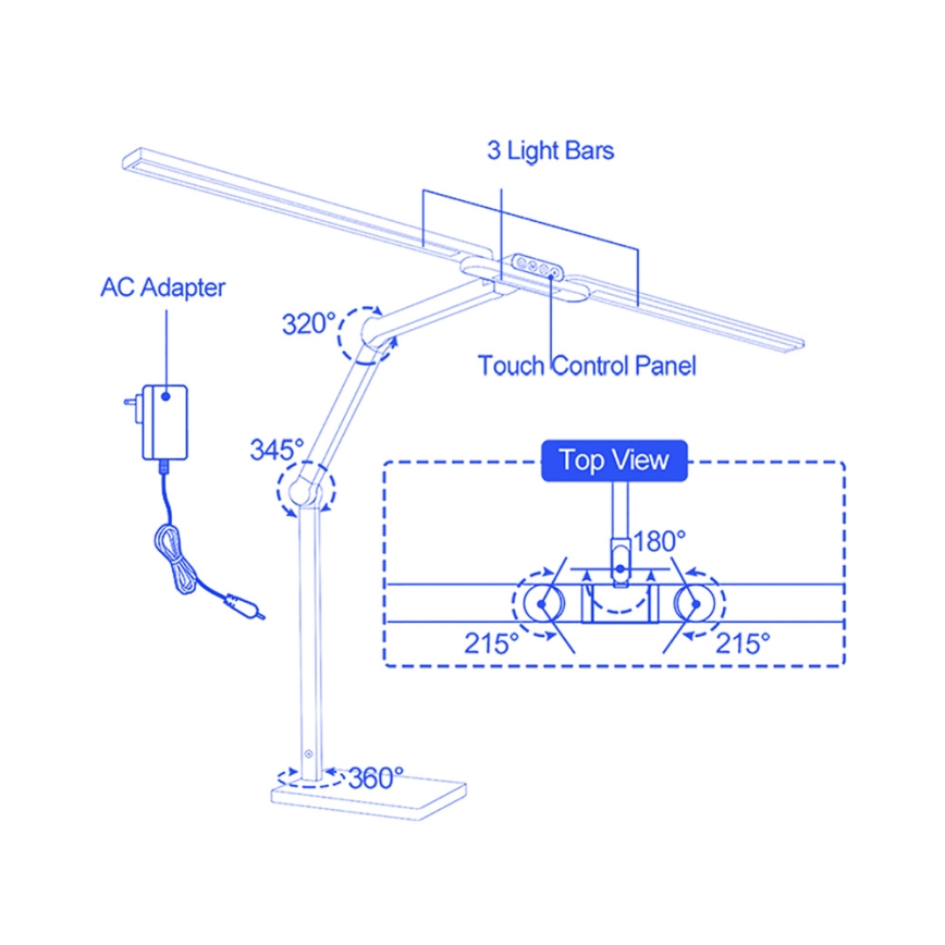 Brilagi - LED regulējama pieskārienjūtīga galda lampa VARIO LED/24W/230V 3000-6500K CRI 92 melna