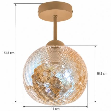 BRILAGI - LED virsmas piestiprināma lustra RETRO GLASS 1xE27/60W/230V Ø 17 cm bēša/dūmakaina bēša