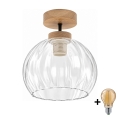 BRILAGI - LED piestiprināma griestu lampa RETRO GLASS 1xE27/60W/230V Ø 25 cm ozols/caurspīdīgs
