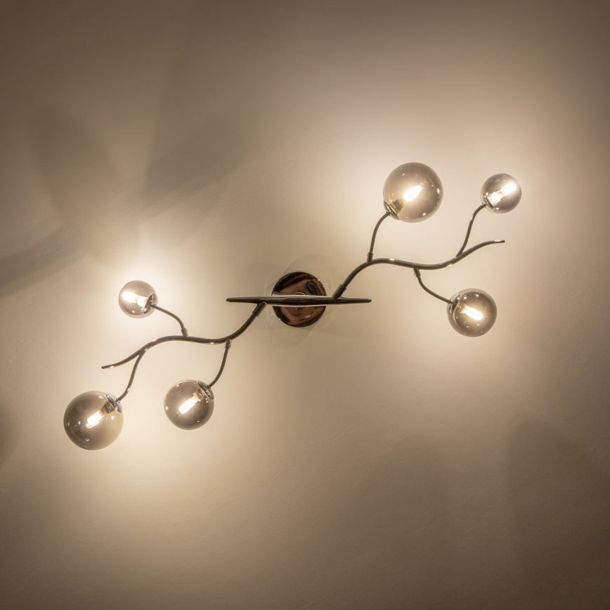 Brilagi - LED piestiprināma griestu lustra MISTEL 6xG9/3W/230V melns hroms/dūmaina