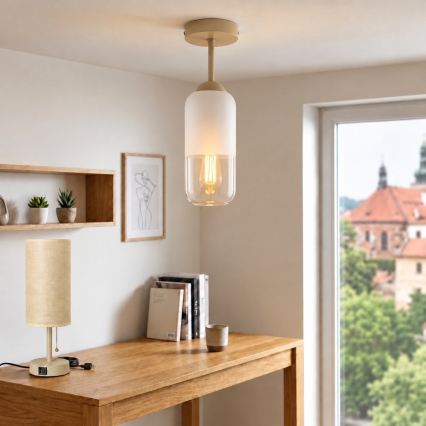 BRILAGI - LED piestiprināma griestu lustra RETRO GLASS 1xE27/60W/230V Ø 14 cm bēša/balta