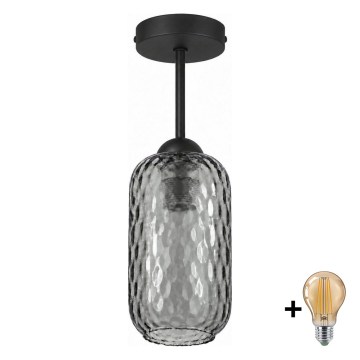 BRILAGI - LED Piestiprināma griestu lustra RETRO GLASS 1xE27/60W/230V Ø 14 cm melna/dūmakaina pelēka