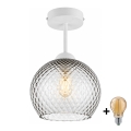 BRILAGI - LED Piestiprināma griestu lustra RETRO GLASS 1xE27/60W/230V Ø 25 cm balta/dūmota pelēka
