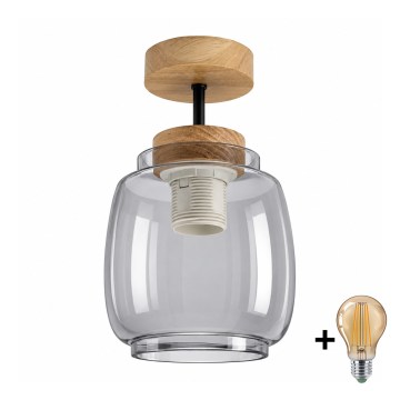 BRILAGI - LED piestiprināmā griestu lustra RETRO GLASS 1xE27/60W/230V Ø 26 cm ozols/dūmakaini pelēka